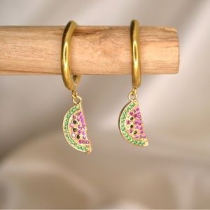 Watermelon Gold Plated Hoops